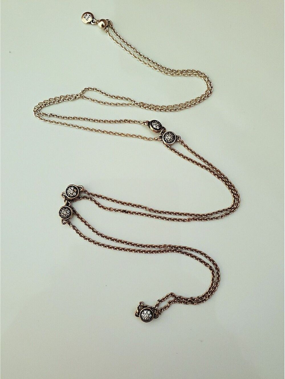 Vintage Sterling Silver Pandora CZ Droplet Necklace